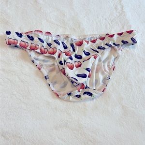 JJ Malibu peach eggplant emoji bikini.